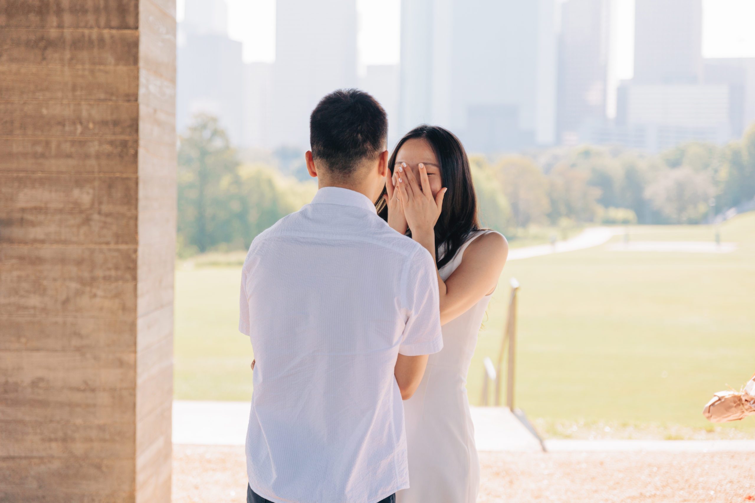 girl in shock after engagement photo taken by houston proposal photographer