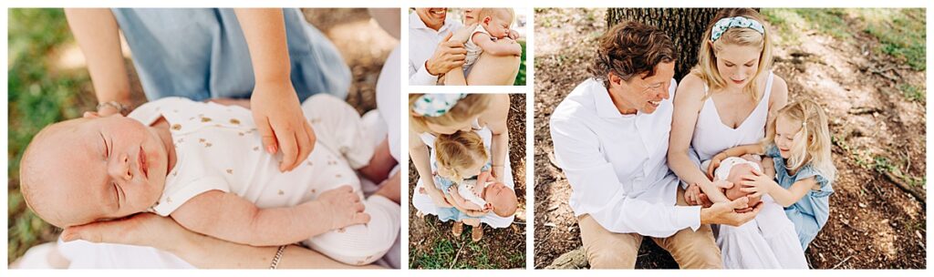 family during their outdoor newborn session in Houston, TX